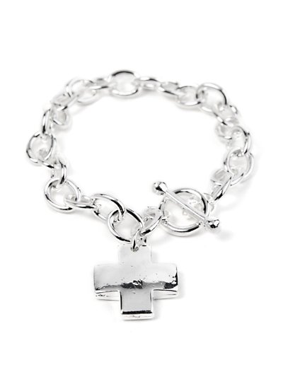 Chain link cross toggle bracelet( b1008sil_73)