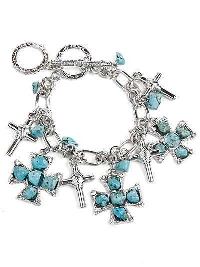 Toggle cross charms bracelet(b1793tq_24HD)