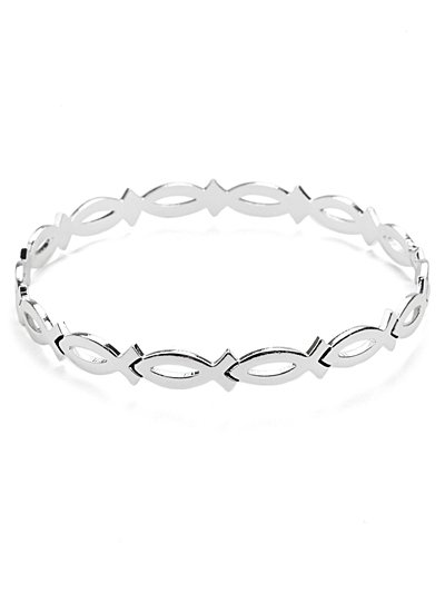 Christian fish link bangle bracelet(b21900ats_28HD)