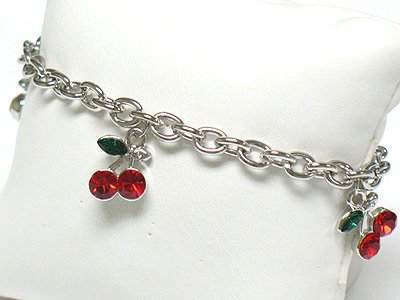 Crystal cherry charm toggle bracelet(R1145RD-32523)