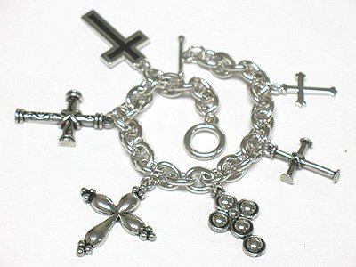 Multi cross charm bracelet(J1137SL-32513)