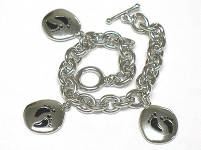 Footstep charm dangle bracelet(J1137BK-32514)