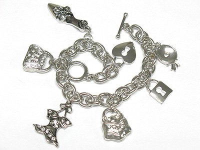 Women's fashion toggle chram bracelet(J1161SL-32516)