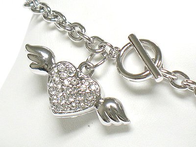 Winged heart toggle chram bracelet(R1141SL-32522)