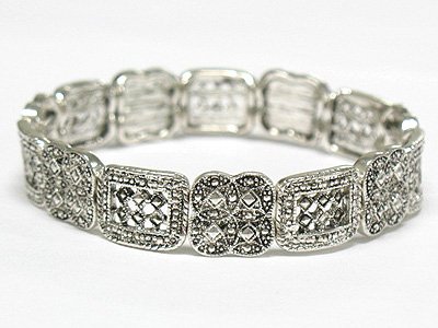 Marcasite looks metal stretch bracelet(M1145SL-32357)