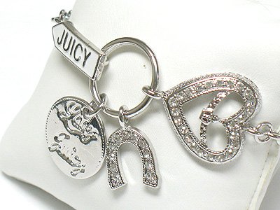 Designer inspired heart and horse shoe bracelet(R1161SL-32365)