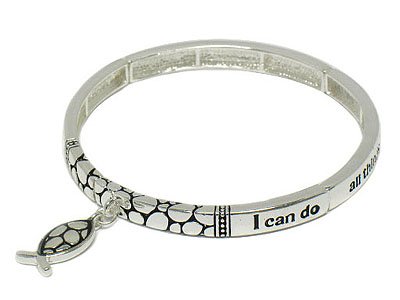 Christian fish charm stretch bracelet(A1135SL-21883)