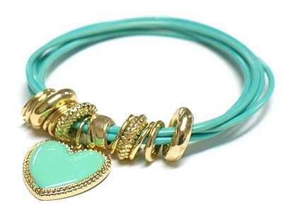 Heart charm string bracelet(D11141GN-2520)