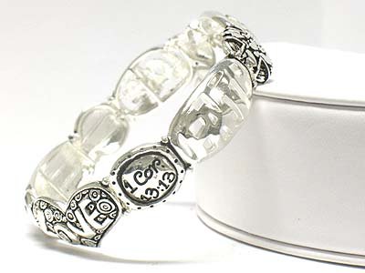 Bible inscribed stretch bracelet(O11149SL-12325)