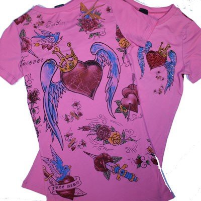 HEART & WINGS Rhinestoned Shirt