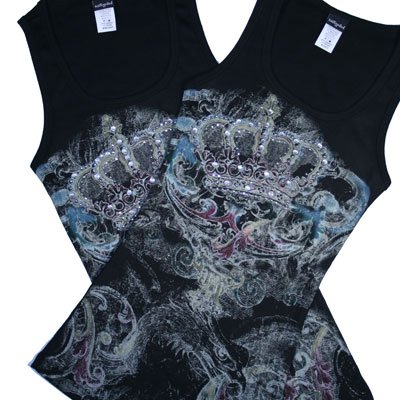 VICTORIAN CROWN Rhinestone tank top