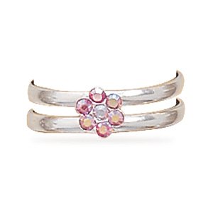 Purple and Pink Crystal Flower Toe Ring(9495)