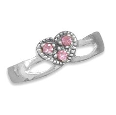 Pink Crystal Heart Toe Ring(9868)