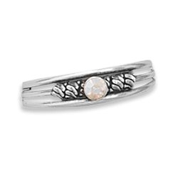 Oxidized Twist Toe Ring with AB Crystal(9896)