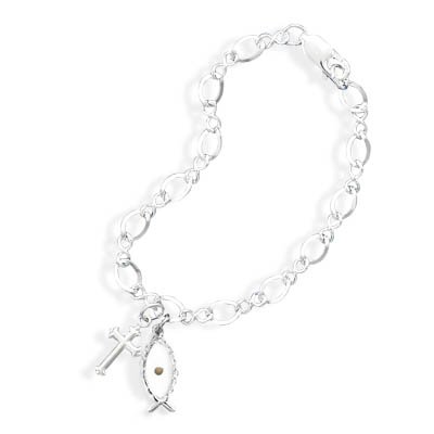 Bracelet w/ Cross/Ichthys Mustard Seed Charms(22960)