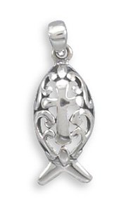 Ichthys and Cross Design Pendant(73431)