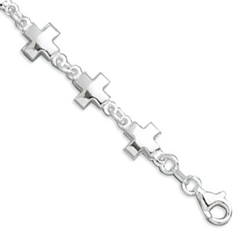 7" Polished Cross Link Bracelet(2746)