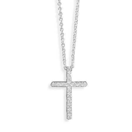 16" CZ Cross Necklace(3055)