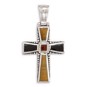 Carnelian, Black Onyx and Tiger's Eye Cross Pendant(72012)