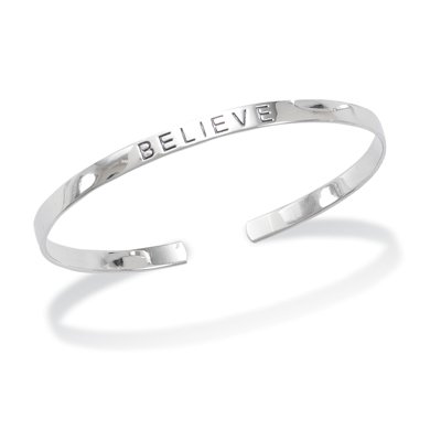 4mm Rhodium Plated "BELIEVE" Cuff(22807)