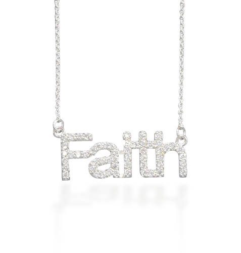 18" Necklace with CZ "Faith"(33009)