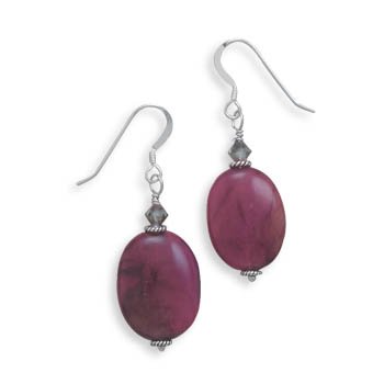 Serpentine and Crystal French Wire Earrings(64641)