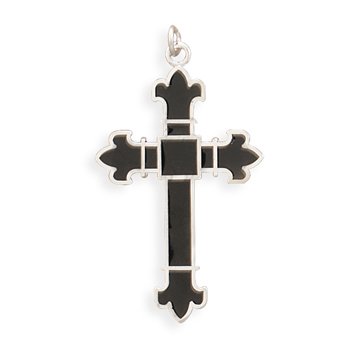 Black Enamel Inlay Cross Pendant(73539)