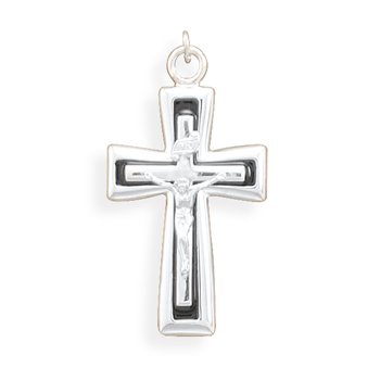 Crucifix with Black Enamel Inlay Pendant(73538)