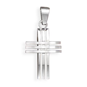 Stainless Steel 3 Row Design Cross Pendant(73530)