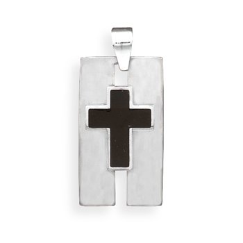 Stainless Steel Pendant with Black Cross(73525)