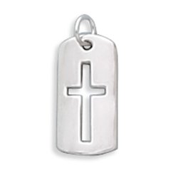 Rectangular Tag with Cut Out Cross Pendant(5784)