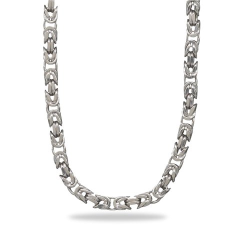 8" Rhodium Plated Square Byzantine Chain Bracelet(RPBZ08)