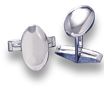 Rhodium Plated Domed Oval Cuff Links(9823)