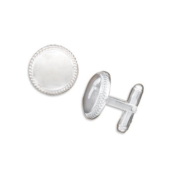Polished Cuff Links with Rope Edge Design(9924)