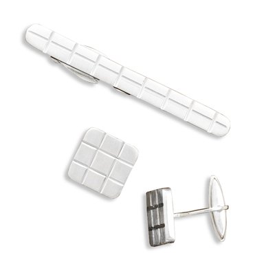 Satin Finish Tie Bar and Cuff Link Set(9921)