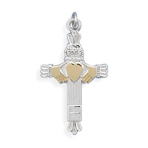 Two Tone Claddagh Cross Charm(73586)