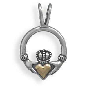 Sterling Silver and 14 Karat Gold Claddagh(73769)