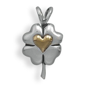 14 Karat Gold Clover with Heart Pendant(73770)