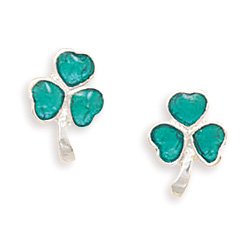 Green Epoxy Shamrock Stud Earrings(64360)