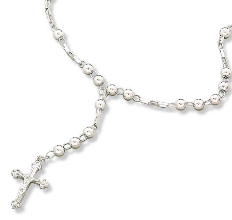 16" Sterling Silver Rosary Necklace(9566)