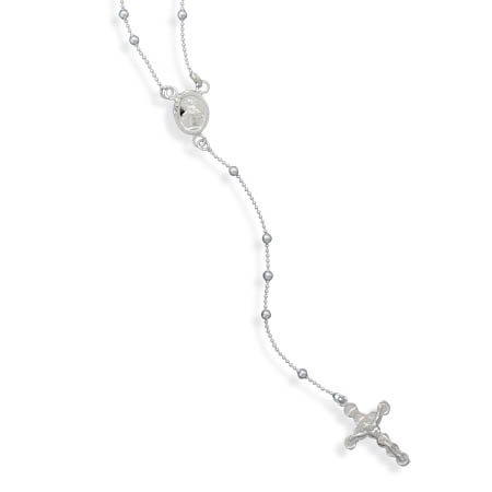 24" Rhodium Plated Rosary(32770)