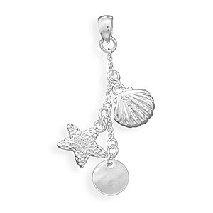 Clam, Star Fish & Shell Drop Fashion Pendant(W5036)