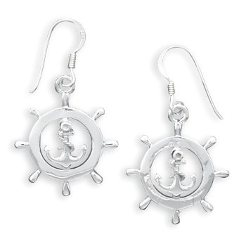 Nautical Ship's Wheel French Wire Earrings(64351)