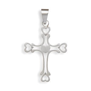 Cross Pendant with Hearts(W5049)