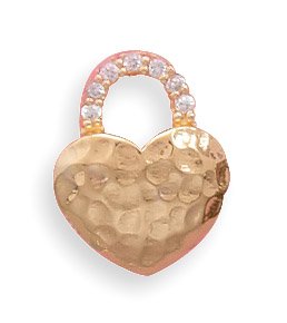 14 Karat Gold Plated Hammered Design Heart Slide(73461)