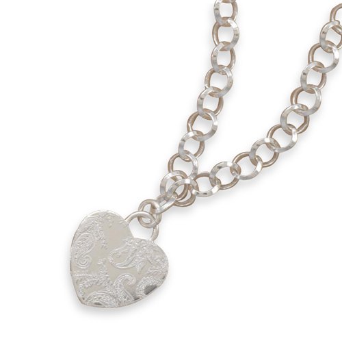 Paisley Print Design Heart Charm necklace(33080-17)