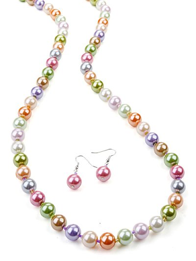 Pearl like beaded necklace(n11509mul_37HD)