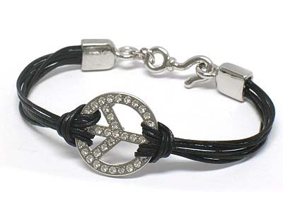 Peace symbol stripe bracelet(N11137BK-102783)