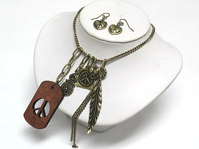 Charm dangle necklace(O11349BR-513113)