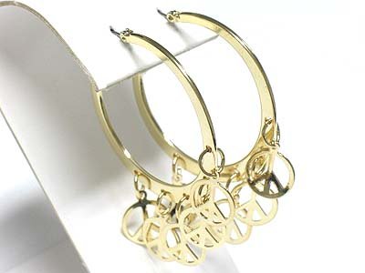 Dangle peace symbol earrings(O933GD-51326)